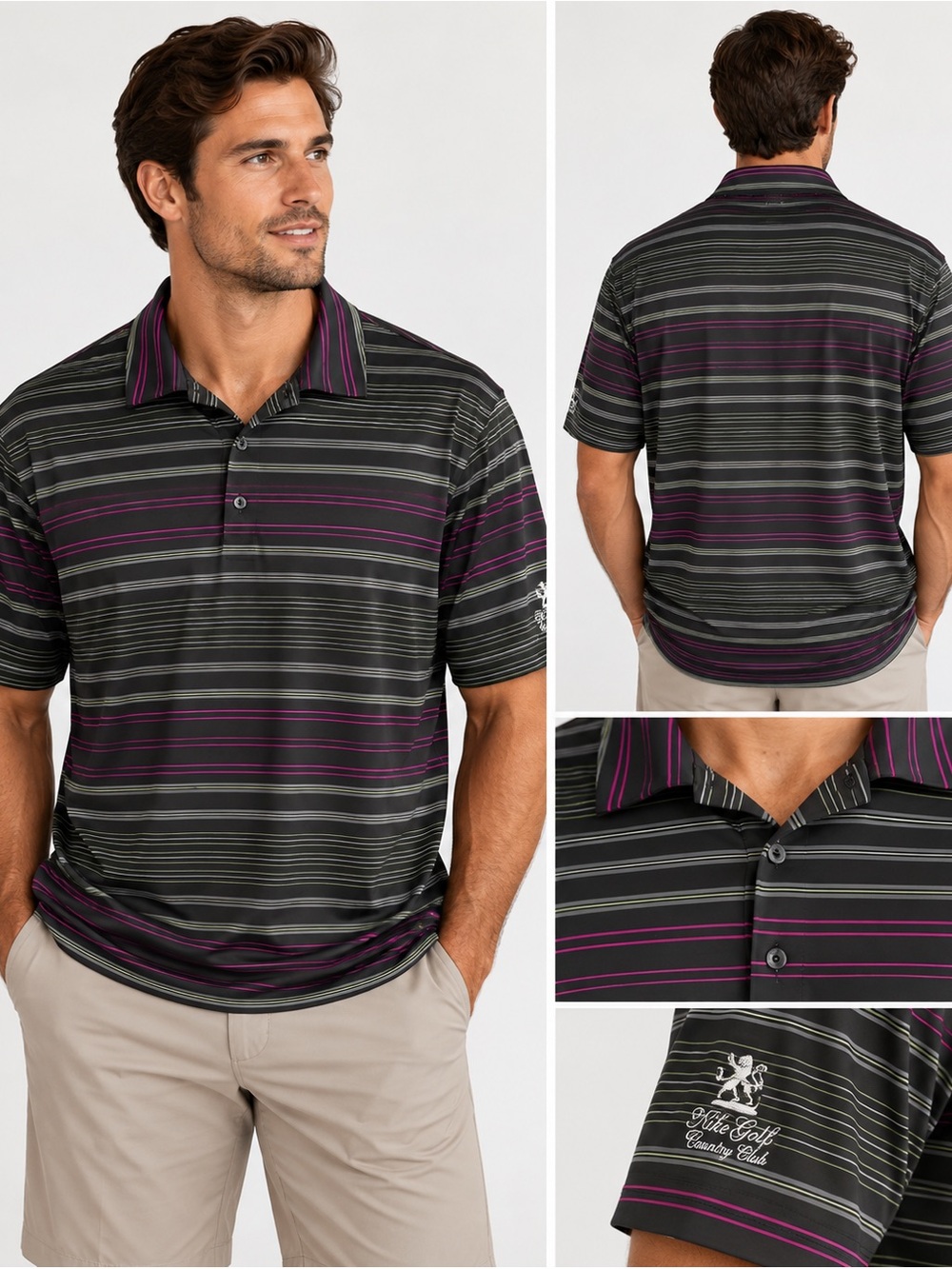 Nike Golf Dri-FIT Men’s XL Del Mar Country Club Striped Polo